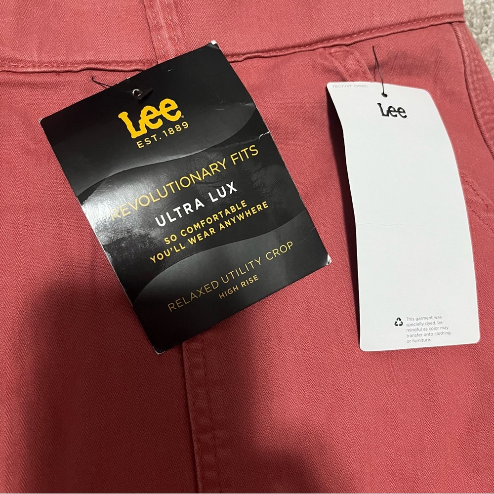 NWT Lee Size 16 medium women’s mauve cinnamon pink straight leg cropped pant - Picture 8 of 12